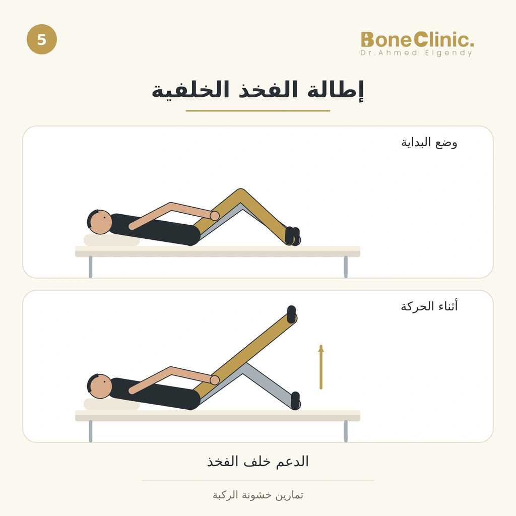 إطالة الفخذ الخلفية مع دعم الفخذ باليد