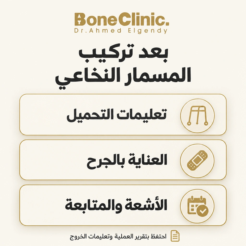 ما بعد عملية المسمار النخاعي: تعليمات التحميل والعناية بالجرح والأشعة والمتابعة